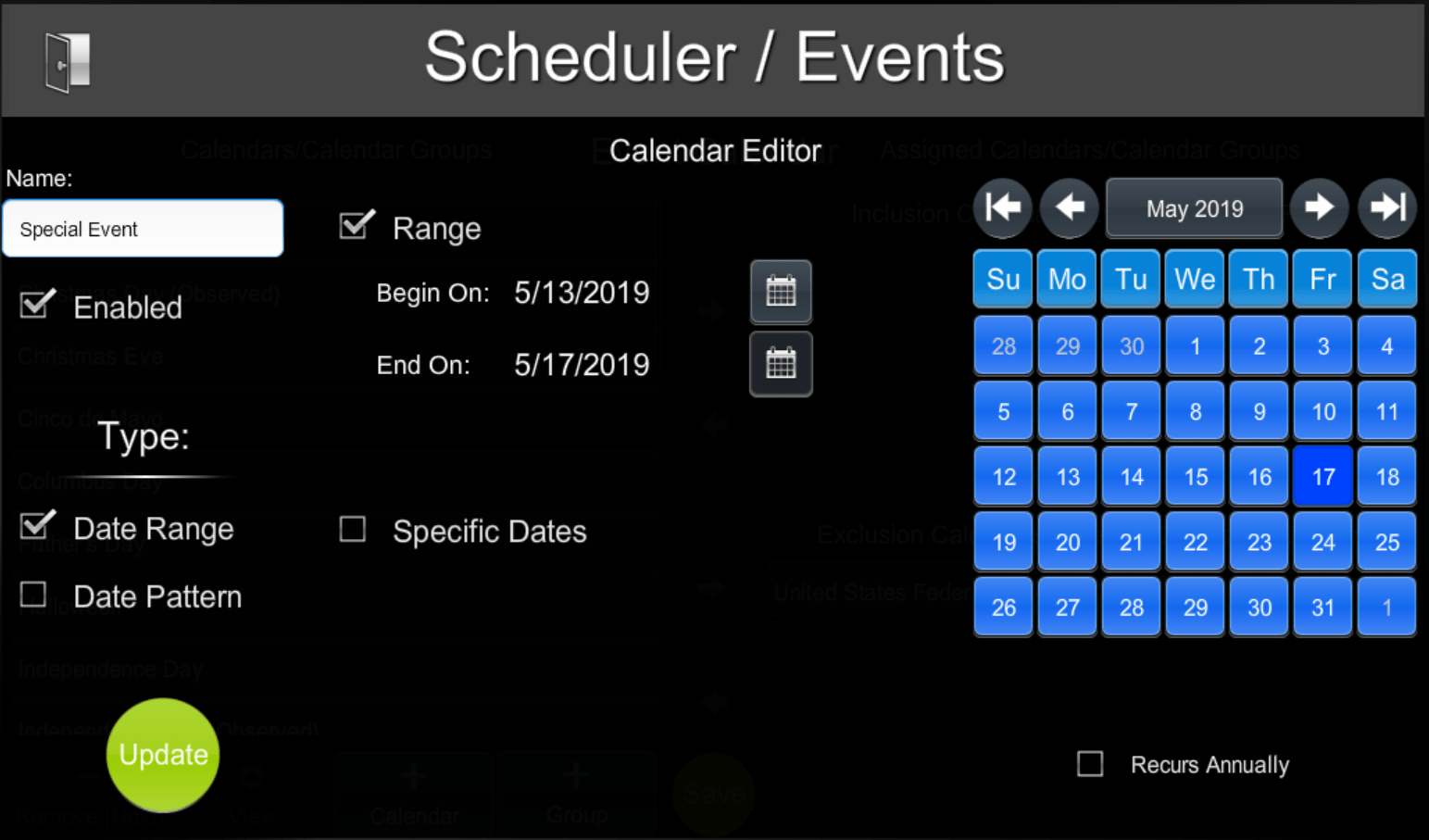 Scheduling | ShowRunner | Crestron Programming