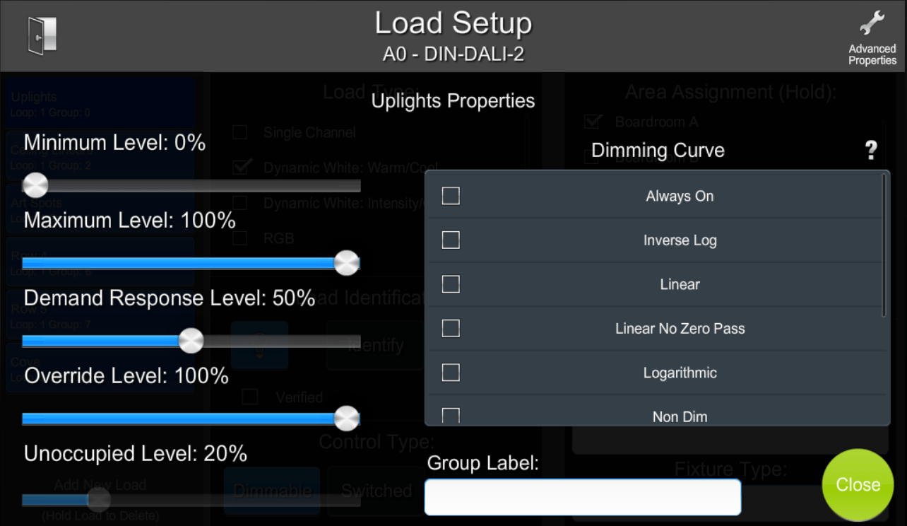 Configuring Load Properties | ShowRunner | Crestron Programming